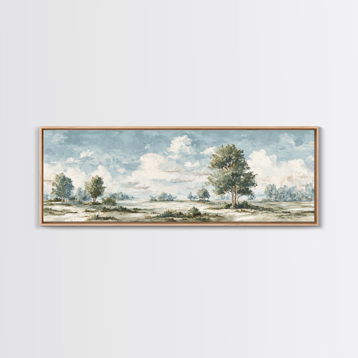 Open Field with Distant Tree Framed Canvas Print, Waiting Room Art, Abstract Art, Waiting Room Decor, Fine Art, Calm, WRA-3x1-87