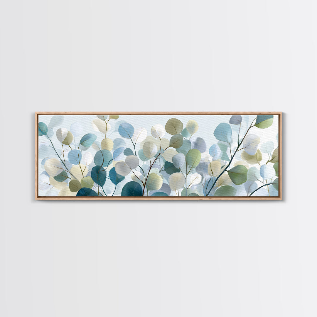 Clean Eucalyptus Leaf Study Framed Canvas Print, Waiting Room Art, Office Wall Art, Waiting Room Decor, Fine Art, Calm, WRA-3x1-9