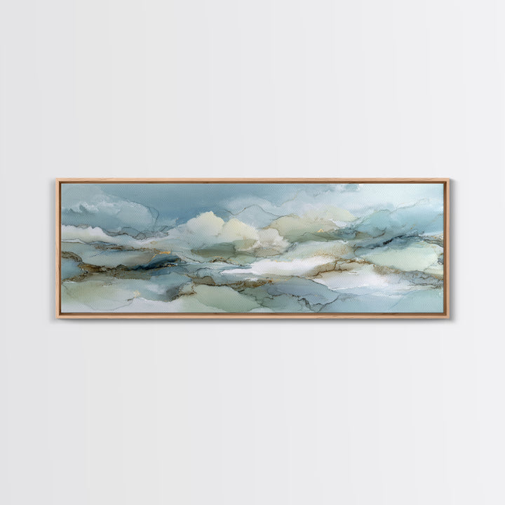 Soft Abstract Waves Framed Canvas Print, Waiting Room Art, Abstract, Waiting Room Decor, Abstract Art, Calm, Modern Decor, WRA-3x1-90