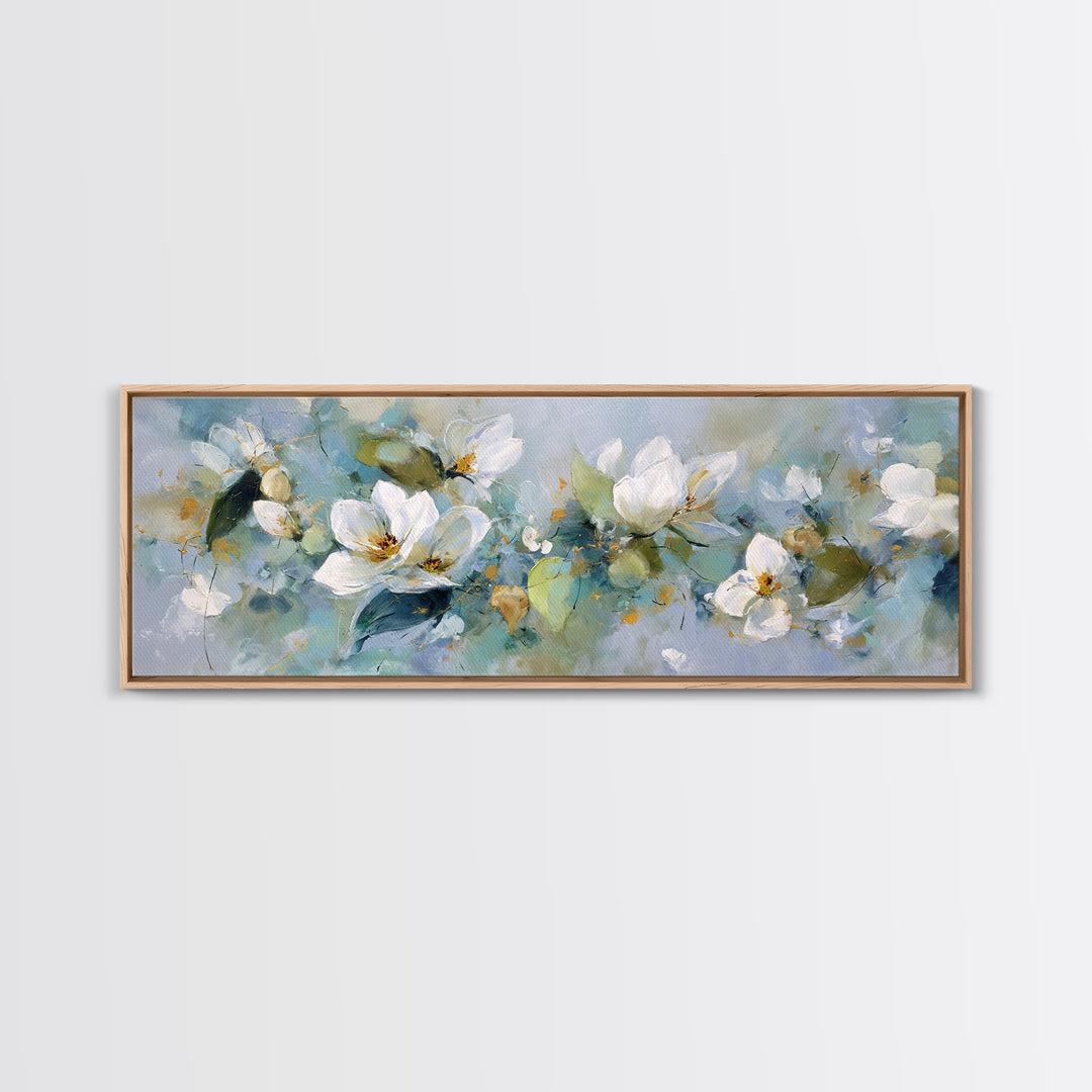 White Orchid on Light Gray Ground Canvas Print, Waiting Room Art, Textured Painting, Waiting Room Decor, Oil Painting, Calm, WRA-3x1-95
