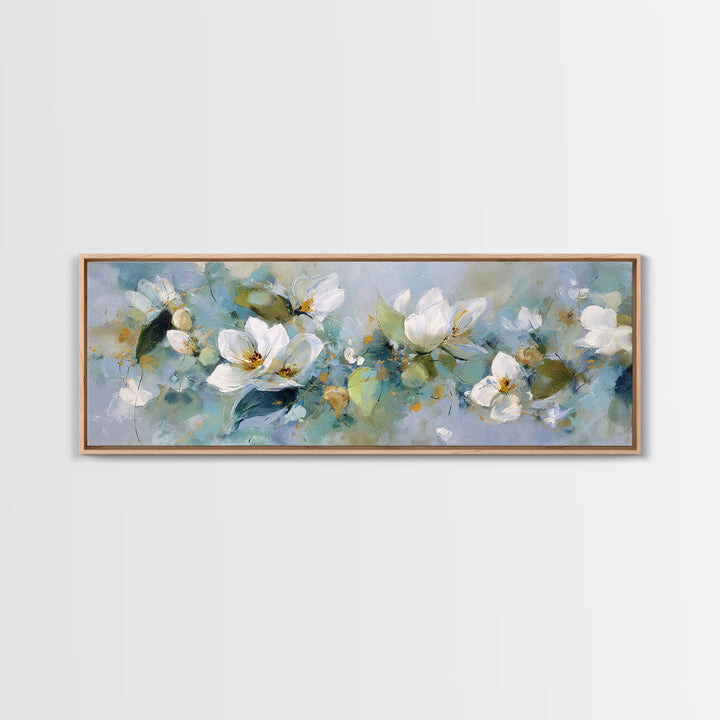 White Orchid on Light Gray Ground Canvas Print, Waiting Room Art, Textured Painting, Waiting Room Decor, Oil Painting, Calm, WRA-3x1-95