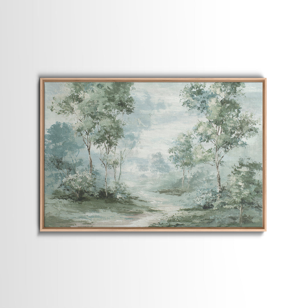 Misty Forest Path Framed Canvas Print, Waiting Room Art, Printable Art, Waiting Room Decor, Fine Art, Calm, Digital Art Print, WRA-3x2-15