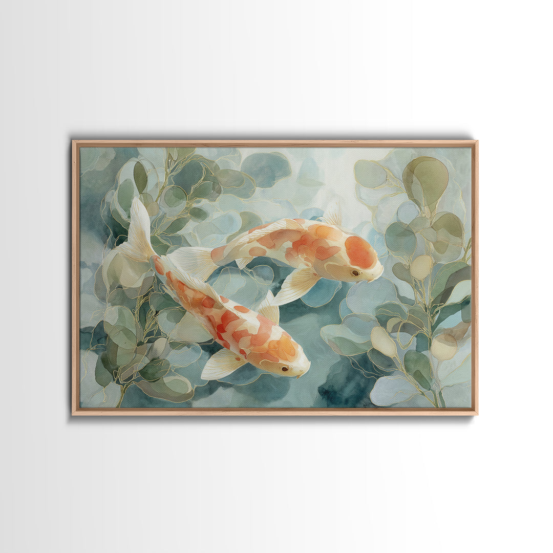 Gentle Koi Fish Canvas Print, Waiting Room Art, Office Wall Art, Waiting Room Decor, Watercolor Art, Calm, Dental Wall Art, WRA-3x2-26