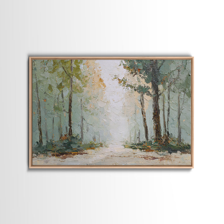 Misty Forest Path Framed Canvas Print, Waiting Room Art, Neutral Decor, Waiting Room Decor, Fine Art, Calm, Wall Art, WRA-3x2-39