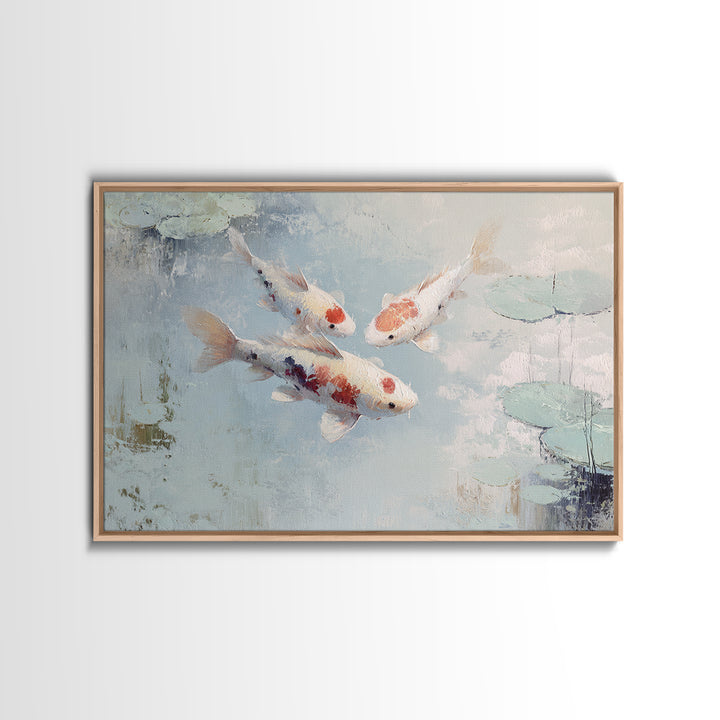 Gentle Koi Fish Framed Canvas Print, Waiting Room Art, Minimalist Wall Art, Waiting Room Decor, Oil Painting, Calm, Dental Art, WRA-3x2-50