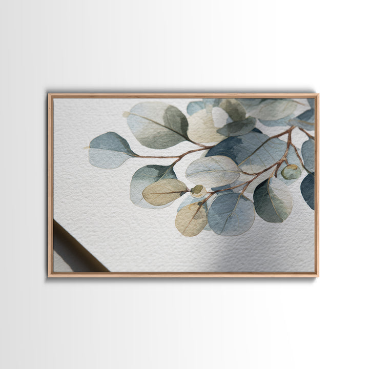 Clean Eucalyptus Leaf Study Framed Canvas Print, Waiting Room Art, Dog Wall Art, Waiting Room Decor, Fine Art, Calm, Boho Decor, WRA-3x2-69
