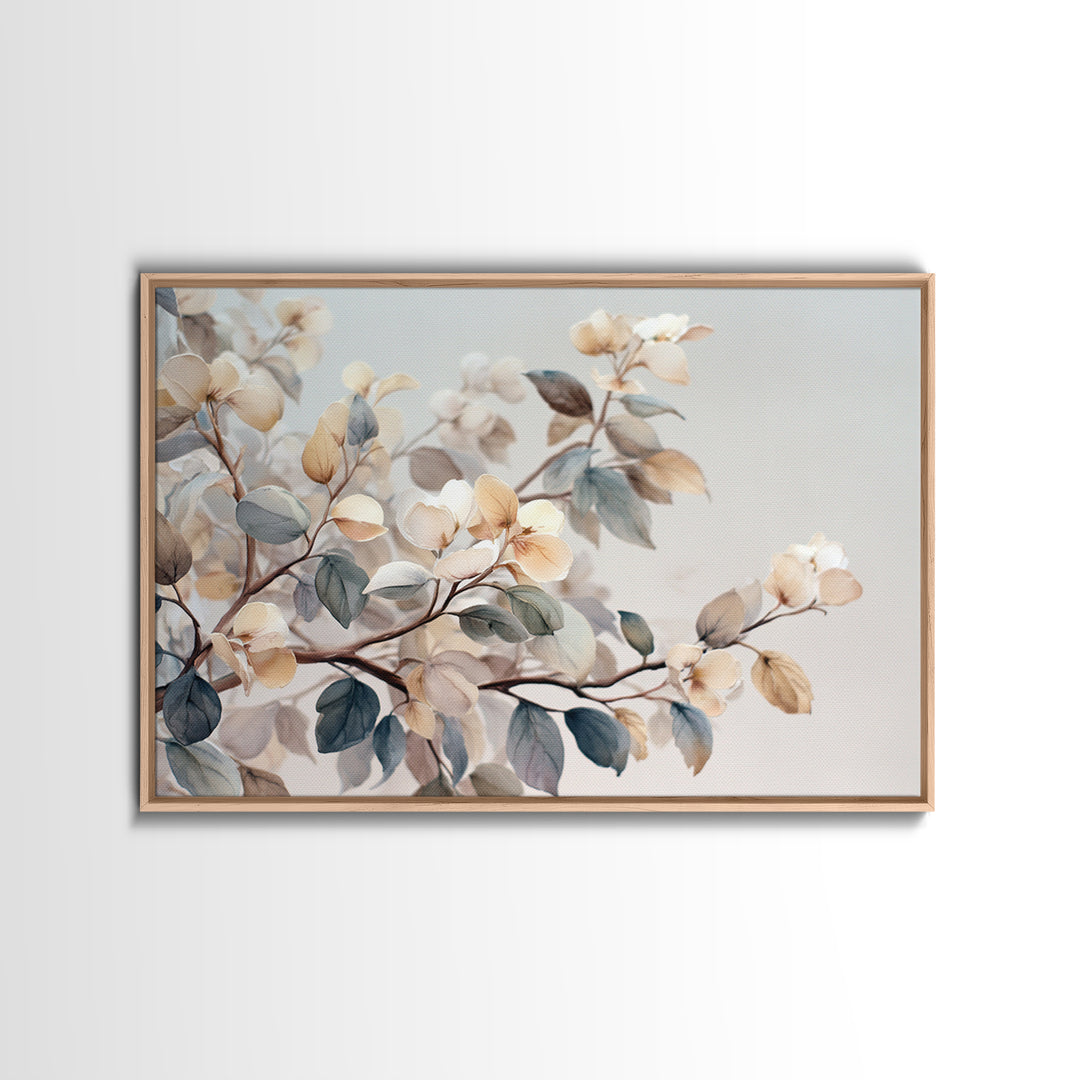 Neutral Botanical Branch Framed Canvas Print, Waiting Room Art, Home Decor, Waiting Room Decor, Fine Art, Calm, Modern Art, WRA-3x2-7