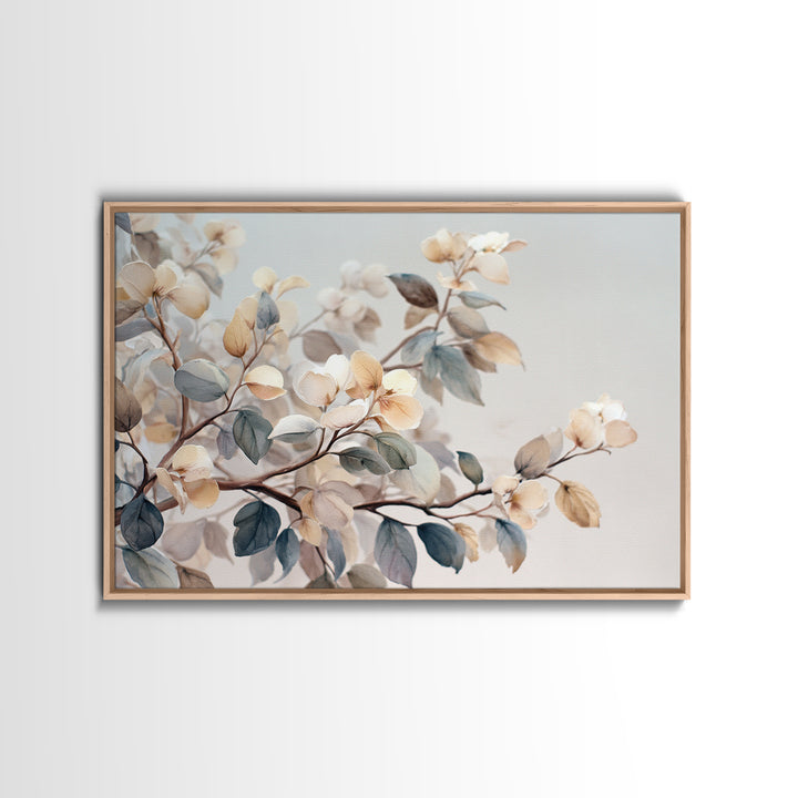 Neutral Botanical Branch Framed Canvas Print, Waiting Room Art, Home Decor, Waiting Room Decor, Fine Art, Calm, Modern Art, WRA-3x2-7