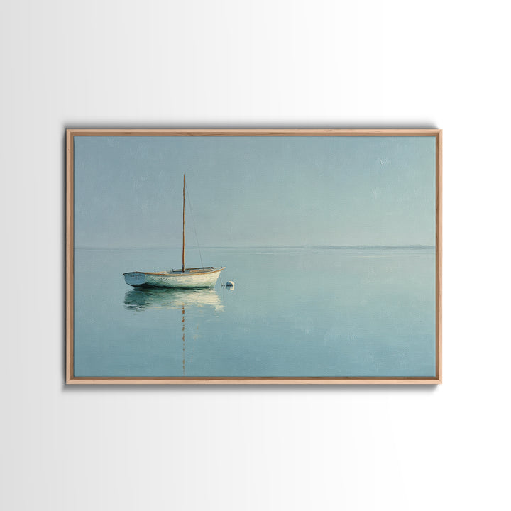 Quiet Sailboat on Calm Water Framed Canvas Print, Waiting Room Art, Office Art, Waiting Room Decor, Watercolor Art, Calm, WRA-3x2-71
