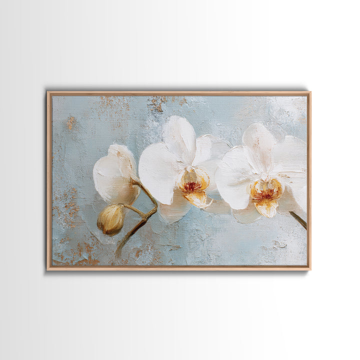 White Orchid on Light Gray Ground Canvas Print, Waiting Room Art, Wall Art, Waiting Room Decor, Fine Art, Calm, Floral Wall Art, WRA-3x2-83