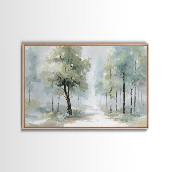 Misty Forest Path Framed Canvas Print, Waiting Room Art, Fine Art Print, Waiting Room Decor, Fine Art, Calm, Wall Decor, WRA-3x2-87