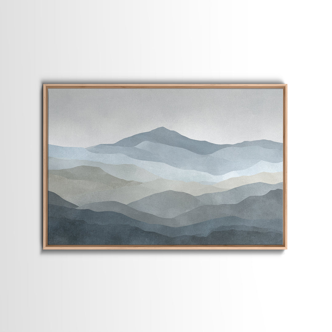 Simple Mountain Layers Framed Canvas Print, Waiting Room Art, Landscape, Waiting Room Decor, Watercolor Art, Calm, WRA-3x2-90