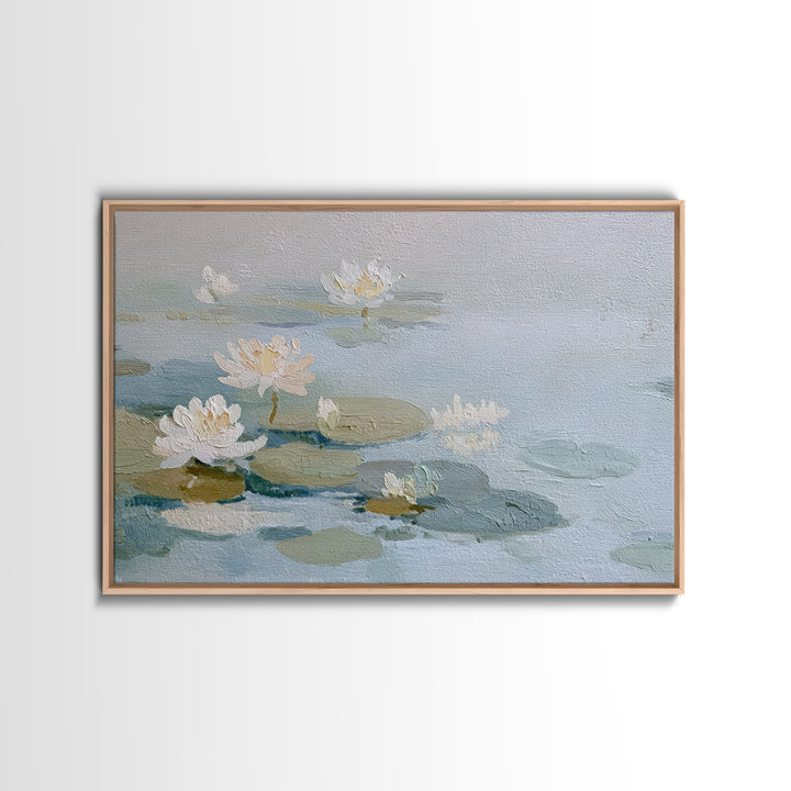 Lotus Flower on Still Water Framed Canvas Print, Waiting Room Art, Art, Waiting Room Decor, Watercolor Art, Calm, Bauhaus Print, WRA-3x2-91