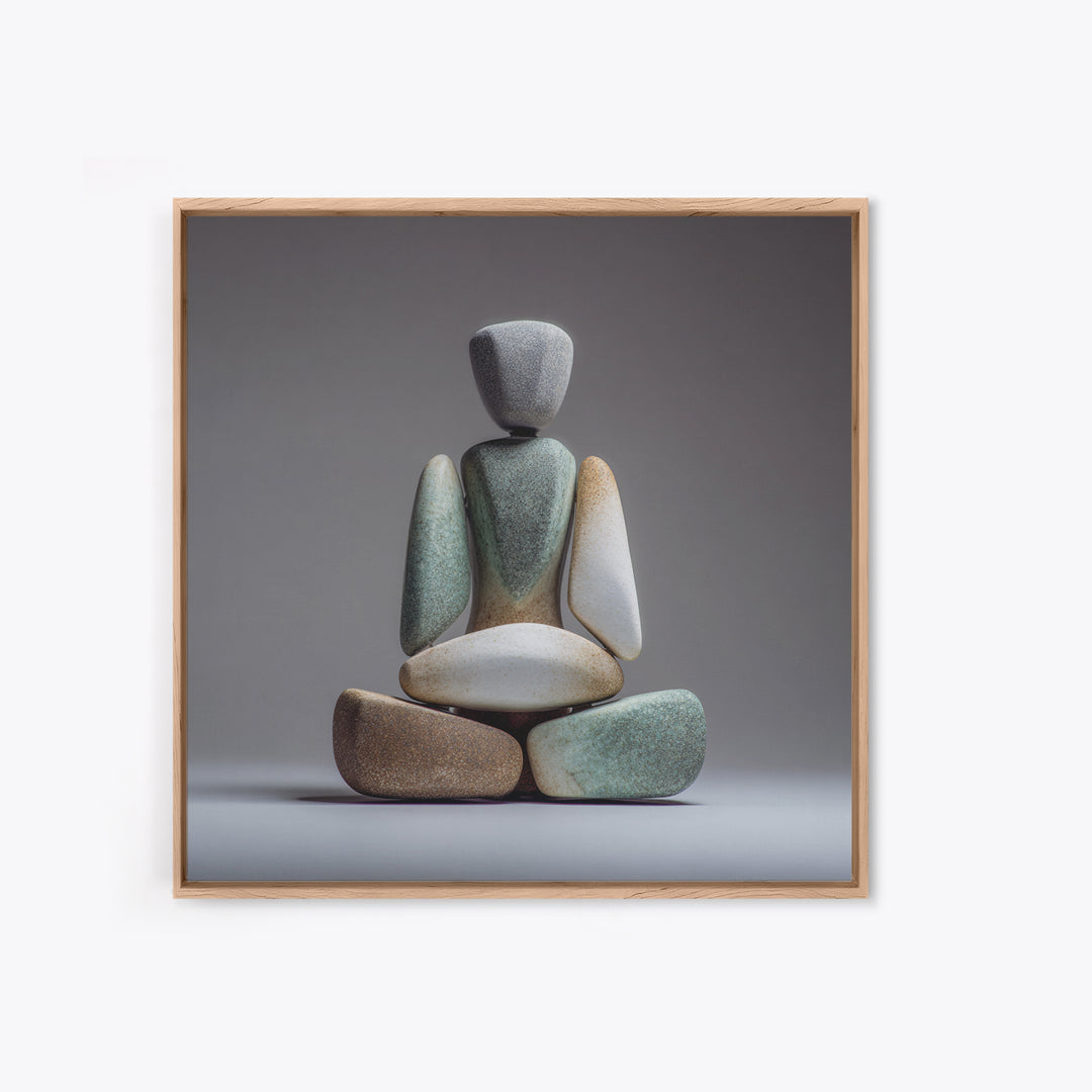 Seated Meditation Figure Canvas Print, Yoga Studio Art, Neutral Decor, Yoga Studio Decor, Oil Painting, Balance, Home Decor, YSA-1x1-49