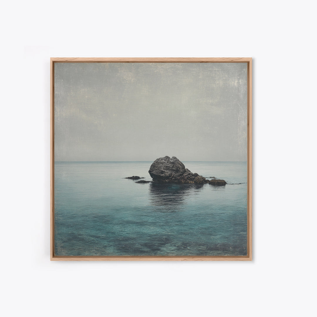 Ocean Horizon with Meditative Stillness Framed Canvas Print, Yoga Studio Art, Mandala Wall Art, Yoga Studio Decor, Balance, YSA-1x1-64