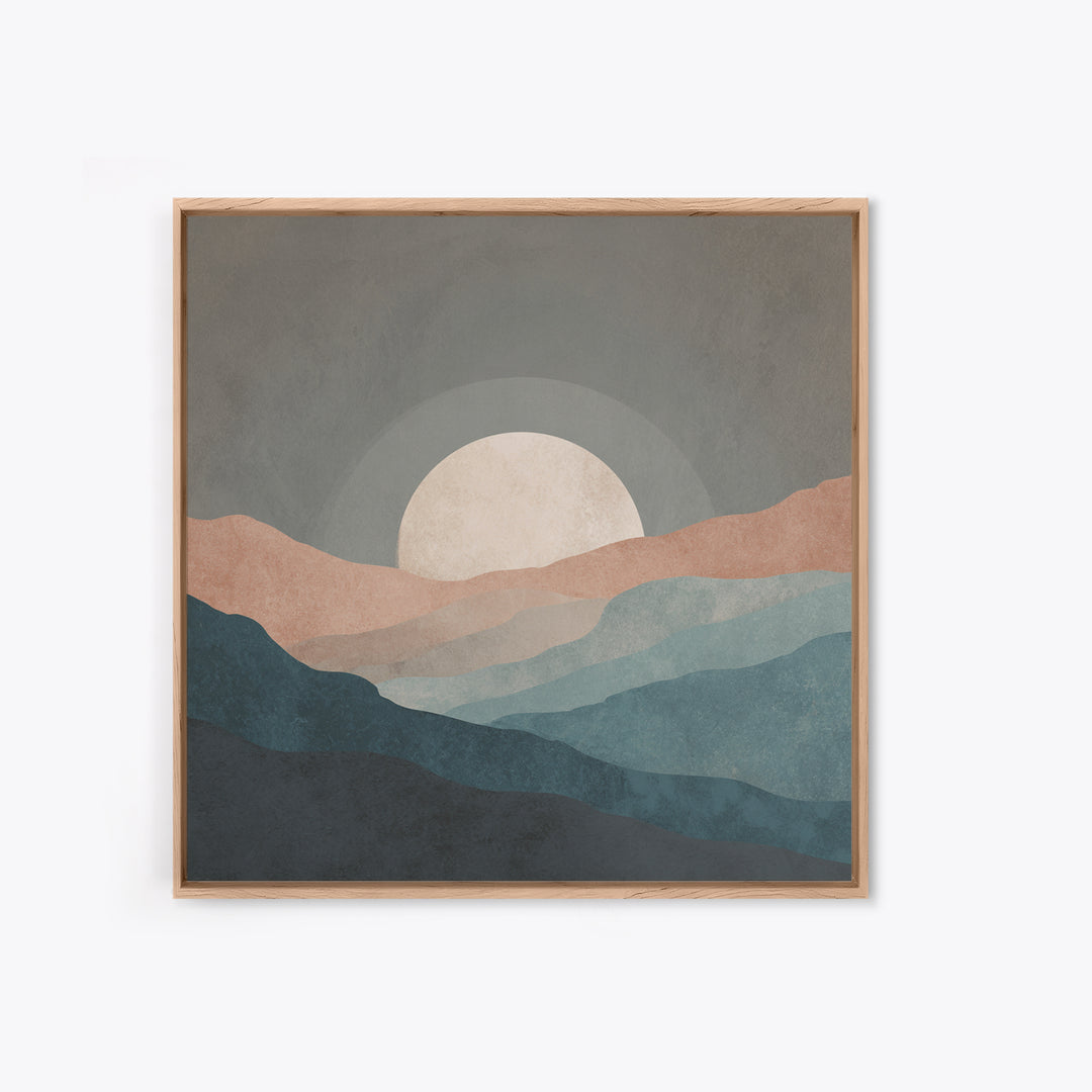 Moon Phase Arc Above Mountain Silhouette Canvas Print, Yoga Studio Art, Room Decor, Yoga Studio Decor, Fine Art, Balance, YSA-1x1-77