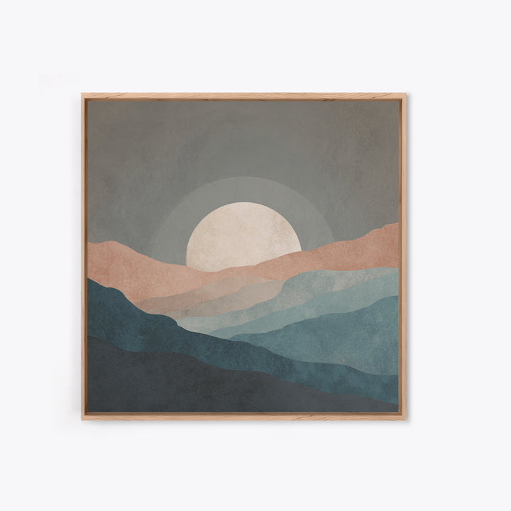 Moon Phase Arc Above Mountain Silhouette Canvas Print, Yoga Studio Art, Room Decor, Yoga Studio Decor, Fine Art, Balance, YSA-1x1-77