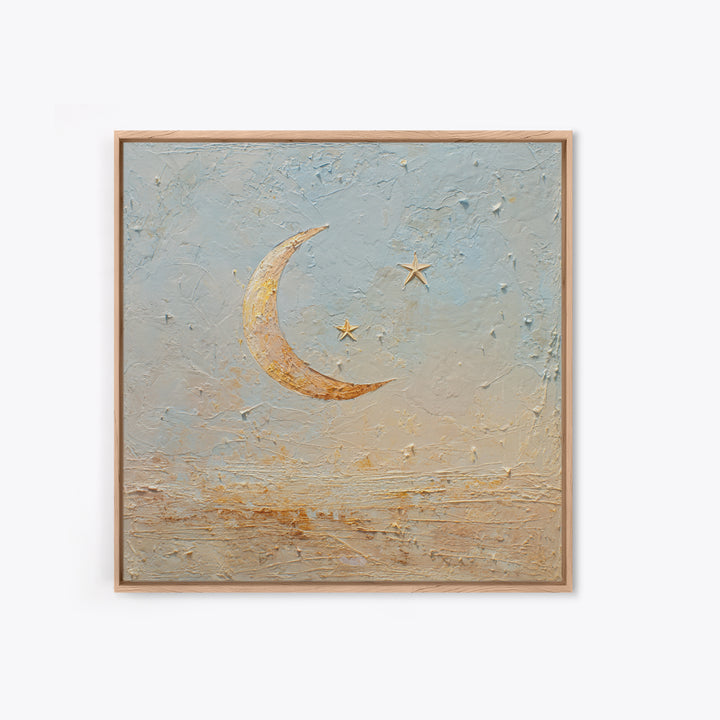 Crescent Moon and Stars Canvas Print, Yoga Studio Art, Southwest Decor, Yoga Studio Decor, Fine Art, Balance, Textured Painting, YSA-1x1-90