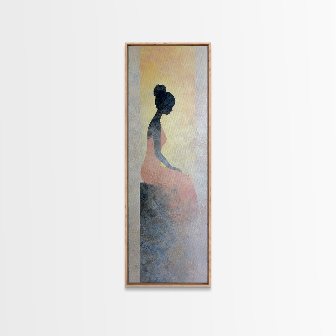 Soft Watercolor Aura Around Seated Figure Canvas Print, Yoga Studio Art, Wall Art, Yoga Studio Decor, Fine Art, Balance, YSA-1x3-35