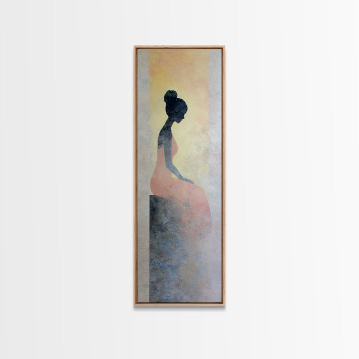 Soft Watercolor Aura Around Seated Figure Canvas Print, Yoga Studio Art, Wall Art, Yoga Studio Decor, Fine Art, Balance, YSA-1x3-35