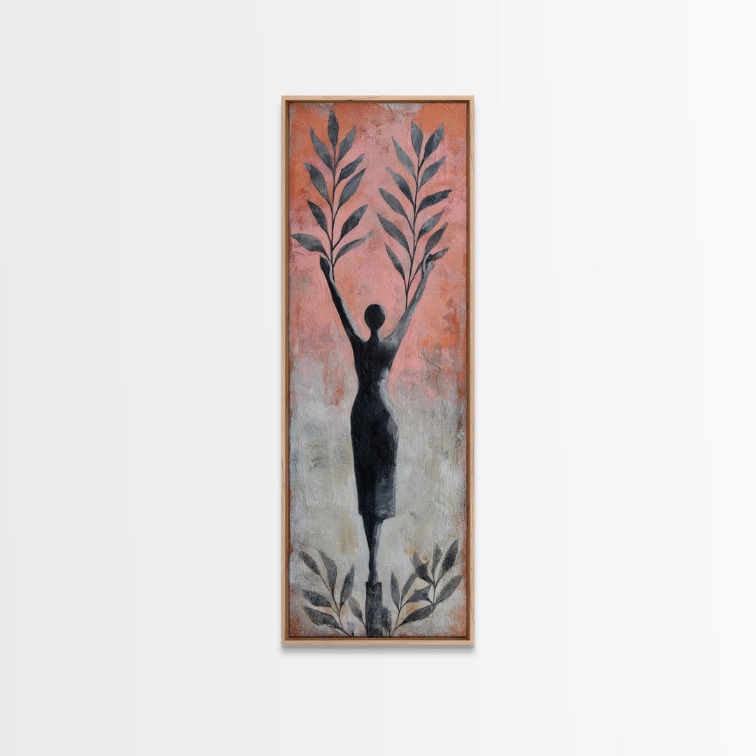 Tree Pose Figure Canvas Print, Yoga Studio Art, Zen Home Decor, Yoga Studio Decor, Oil Painting, Balance, Room Decor, YSA-1x3-42