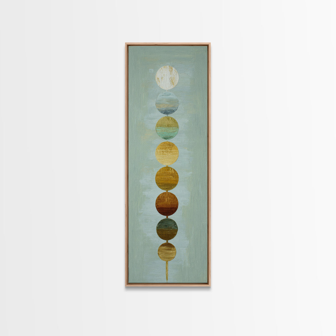 Chakra Color Circles Framed Canvas Print, Yoga Studio Art, Boho Wall Hanging, Yoga Studio Decor, Fine Art, Balance, YSA-1x3-50