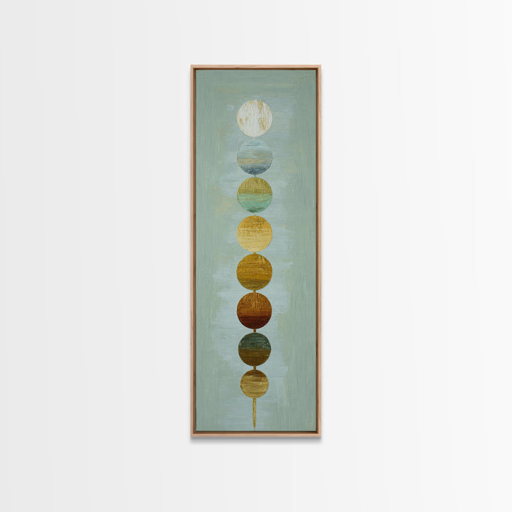 Chakra Color Circles Framed Canvas Print, Yoga Studio Art, Boho Wall Hanging, Yoga Studio Decor, Fine Art, Balance, YSA-1x3-50