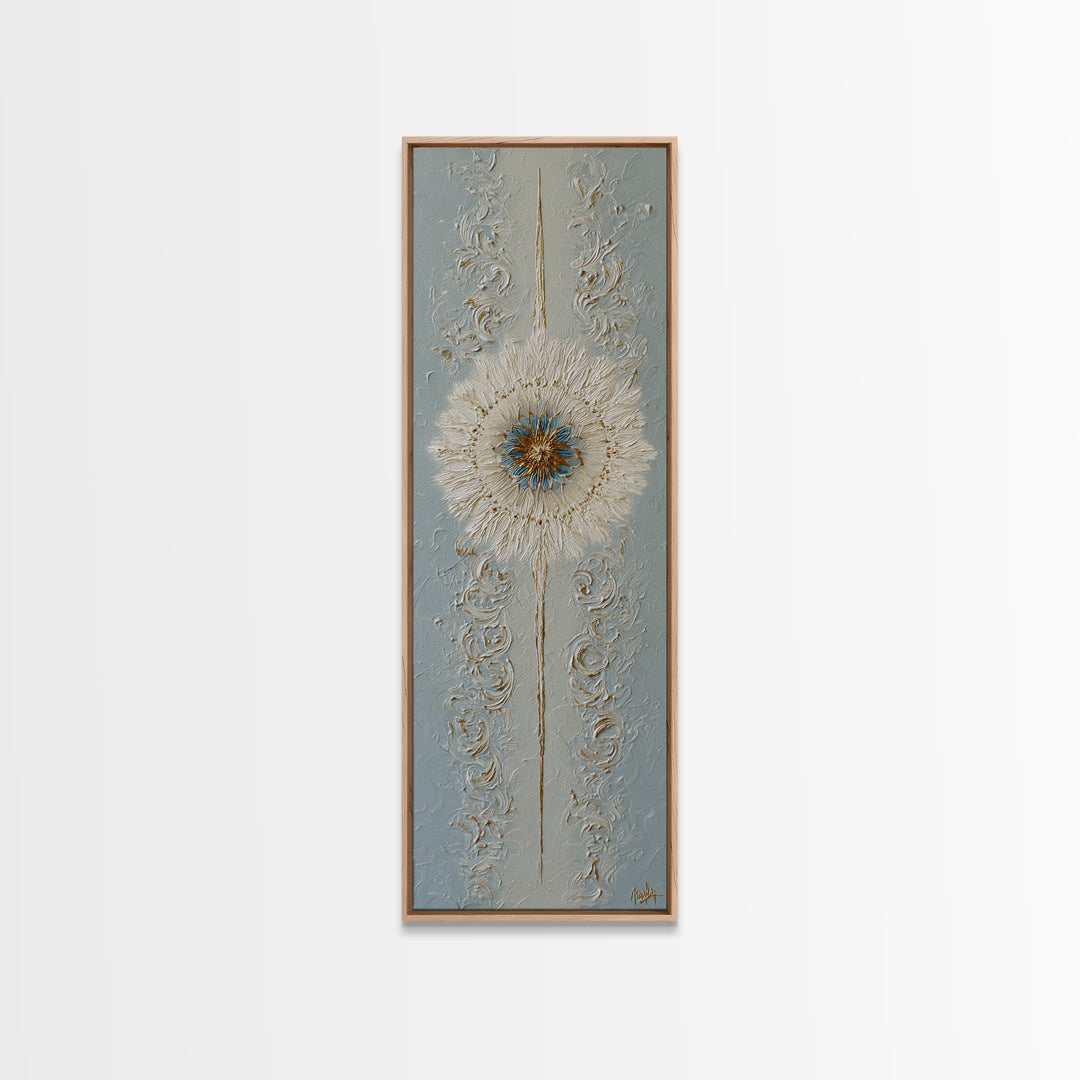 Mandala in Soft Earth Tones Framed Canvas Print, Yoga Studio Art, Boho Decor, Yoga Studio Decor, Oil Painting, Balance, YSA-1x3-69