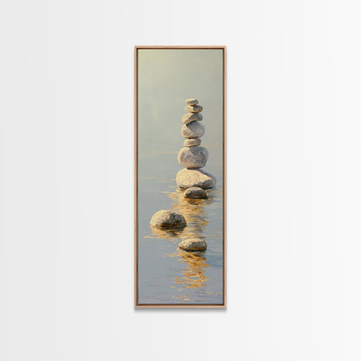 Balanced Stones Beside Calm Water Canvas Print, Yoga Studio Art, Wall Art Printable, Yoga Studio Decor, Fine Art, Balance, YSA-1x3-88