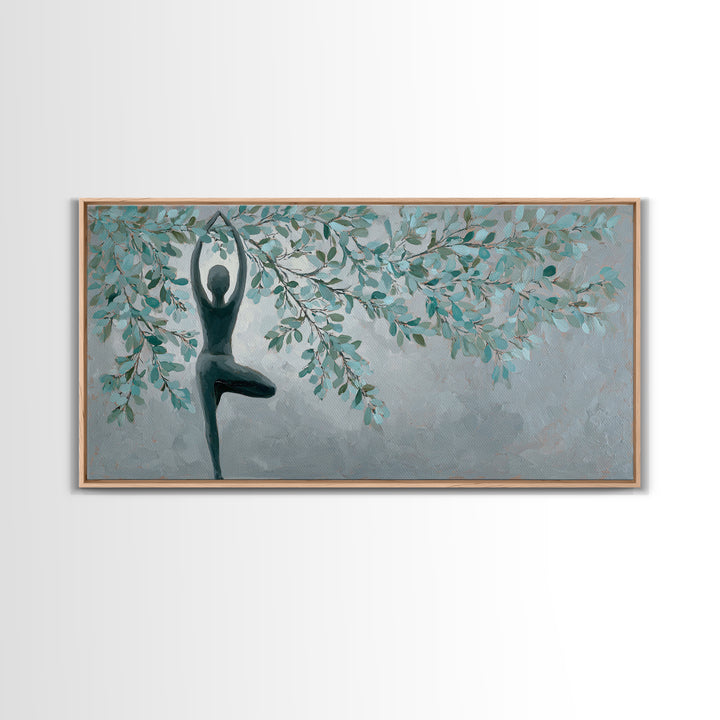 Tree Pose Figure Canvas Print, Yoga Studio Art, Boho Decor, Yoga Studio Decor, Balance, Bookshelf Decor, Printable Art, YSA-2x1-2