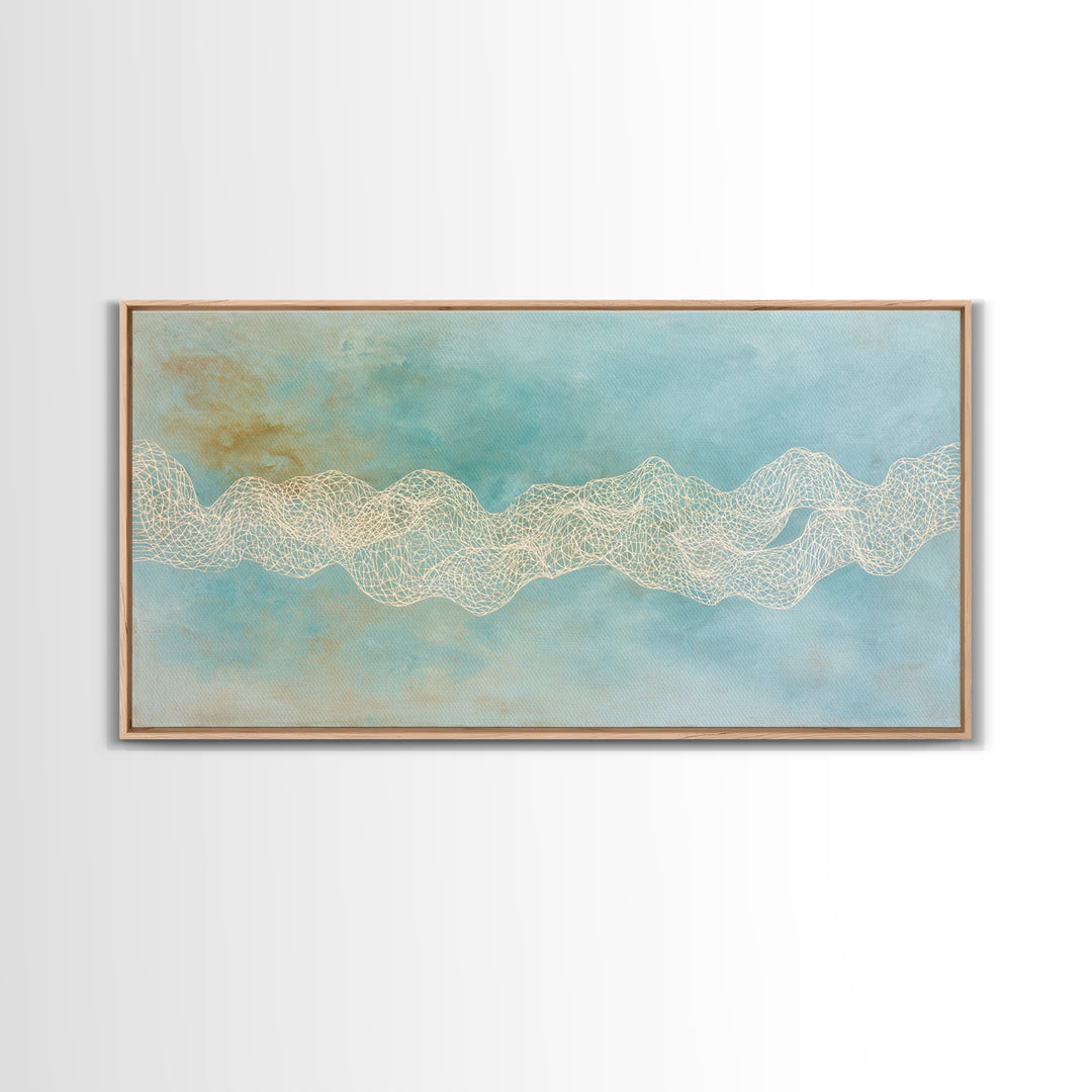 Abstract Breath Waves Framed Canvas Print, Yoga Studio Art, Minimalist Wall Art, Yoga Studio Decor, Fine Art, Balance, YSA-2x1-3
