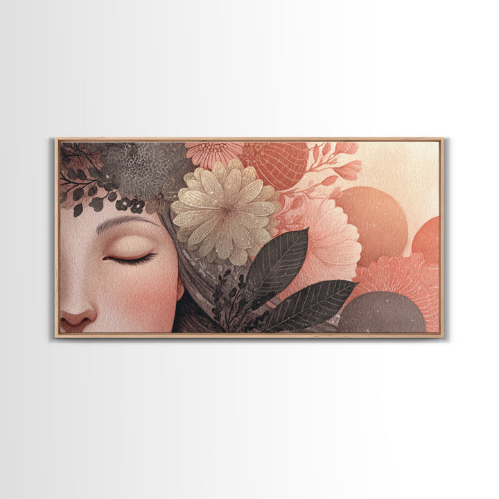 Closed Eye Face Canvas Print, Yoga Studio Art, Yoga Studio Decor, Watercolor Art, Balance, Wall Art Printable, YSA-2x1-57