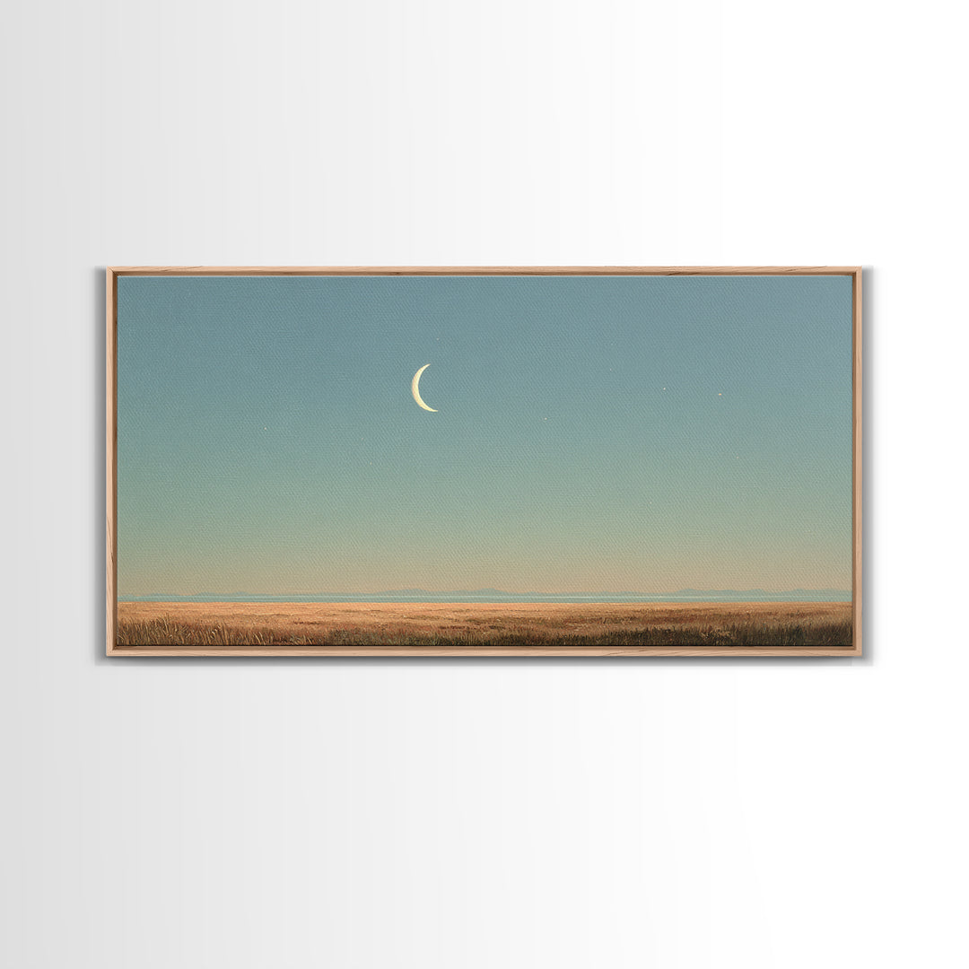 Crescent Moon and Stars Canvas Print, Yoga Studio Art, Room Decor, Yoga Studio Decor, Oil Painting, Balance, Wall Art Print, YSA-2x1-62