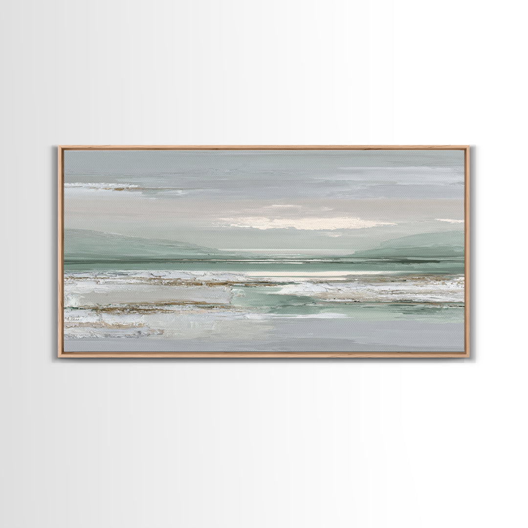 Peaceful Desert Horizon Framed Canvas Print, Yoga Studio Art, Nature Prints, Yoga Studio Decor, Oil Painting, Balance, YSA-2x1-80