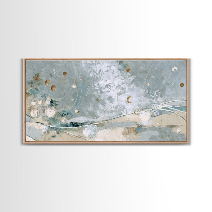 Crescent Moon and Stars Framed Canvas Print, Yoga Studio Art, Home Decor, Yoga Studio Decor, Fine Art, Balance, Custom Wall Art, YSA-2x1-86