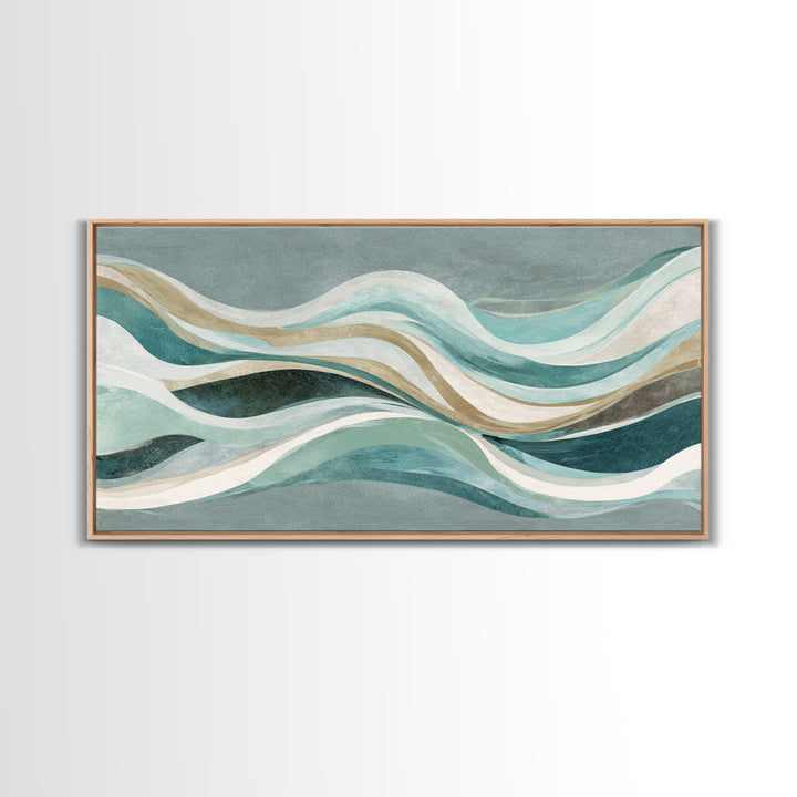 Abstract Breath Waves Framed Canvas Print, Yoga Studio Art, Large Wall Decor, Yoga Studio Decor, Abstract Art, Balance, YSA-2x1-99
