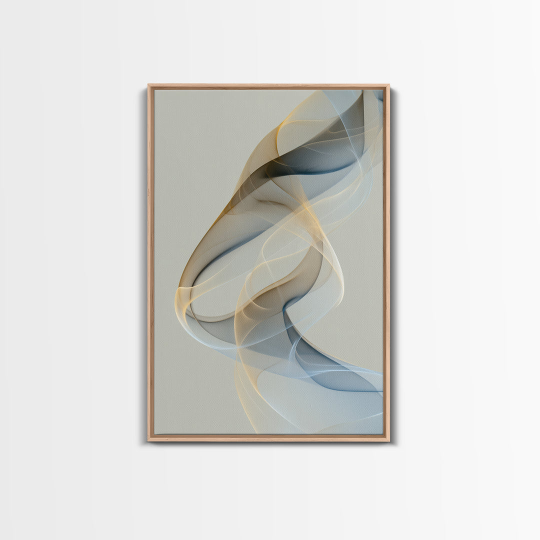 Incense Smoke Forming Abstract Curves Framed Canvas Print, Yoga Studio Art, Living Room Decor, Yoga Studio Decor, Abstract Art, YSA-2x3-53