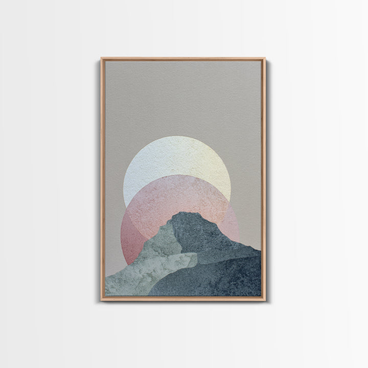 Moon Phase Arc Above Mountain Silhouette Canvas Print, Yoga Studio Art, Living Room Wall Art, Yoga Studio Decor, Balance, YSA-2x3-61