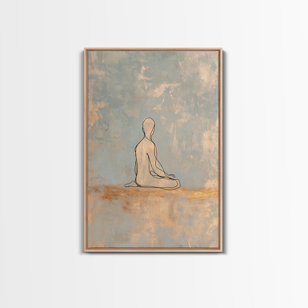 Minimal Yoga Pose Line Drawing Canvas Print, Yoga Studio Art, Bookshelf Decor, Yoga Studio Decor, Abstract Art, Balance, YSA-2x3-82