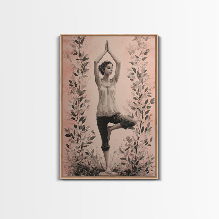 Tree Pose Figure Canvas Print, Yoga Studio Art, Printable Art, Yoga Studio Decor, Fine Art, Balance, Art Nouveau Decor, YSA-2x3-86