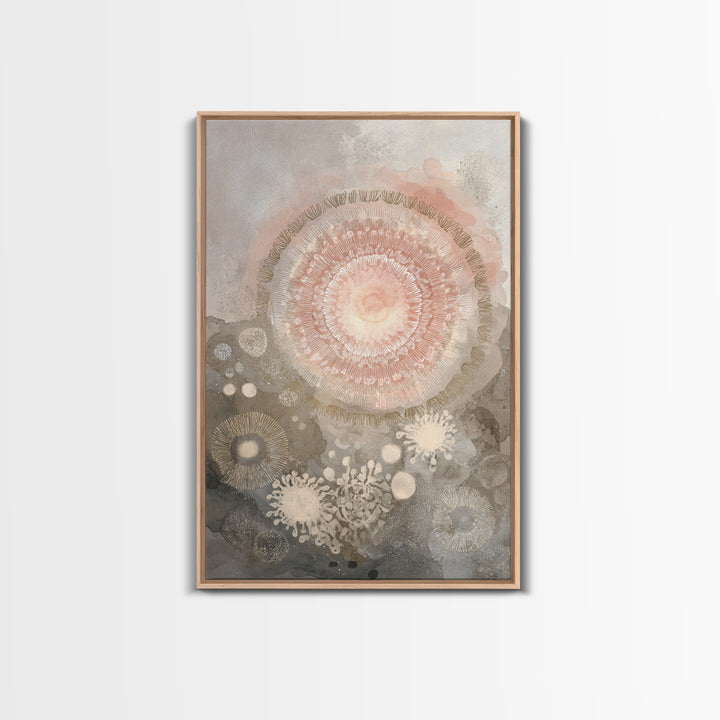 Mandala in Soft Earth Tones Framed Canvas Print, Yoga Studio Art, Wall Art Printable, Yoga Studio Decor, Watercolor Art, YSA-2x3-89
