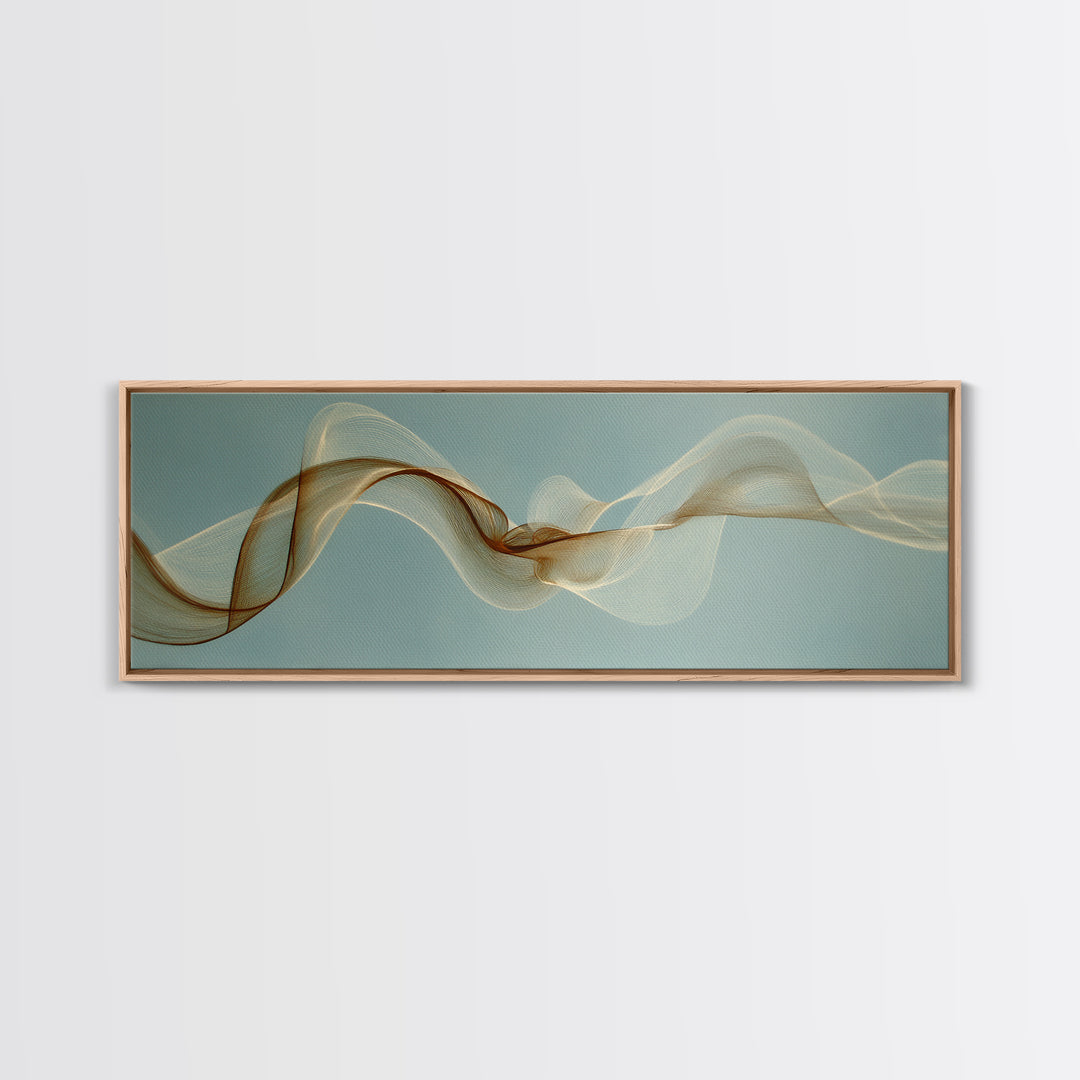 Incense Smoke Forming Abstract Curves Framed Canvas Print, Yoga Studio Art, Nature Prints, Yoga Studio Decor, Abstract Art, YSA-3x1-37