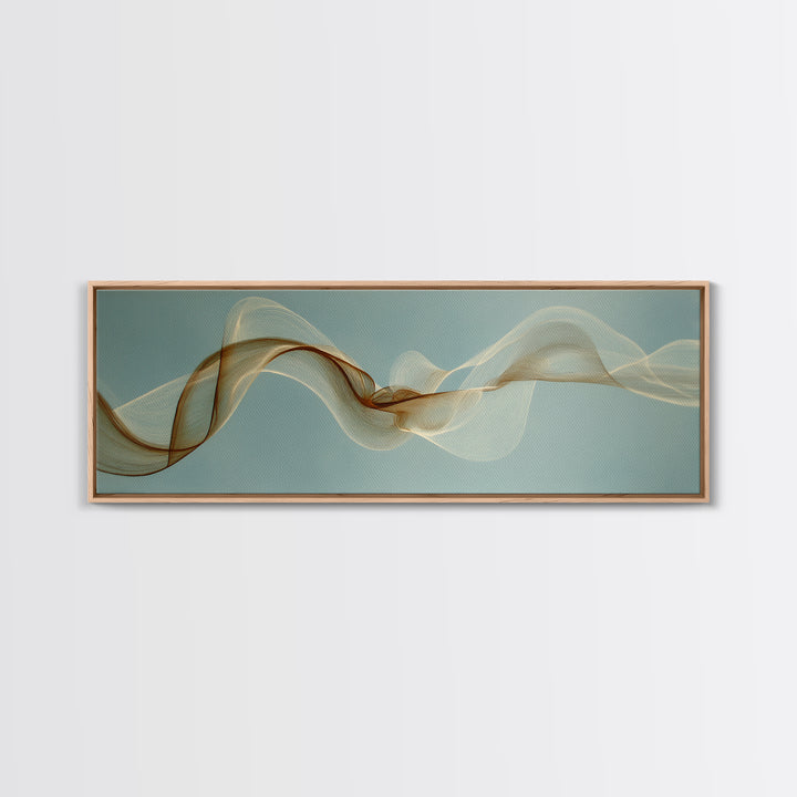 Incense Smoke Forming Abstract Curves Framed Canvas Print, Yoga Studio Art, Nature Prints, Yoga Studio Decor, Abstract Art, YSA-3x1-37