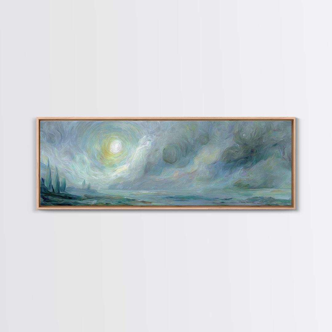 Crescent Moon and Stars Framed Canvas Print, Yoga Studio Art, Metal Wall Decor, Yoga Studio Decor, Fine Art, Balance, YSA-3x1-58