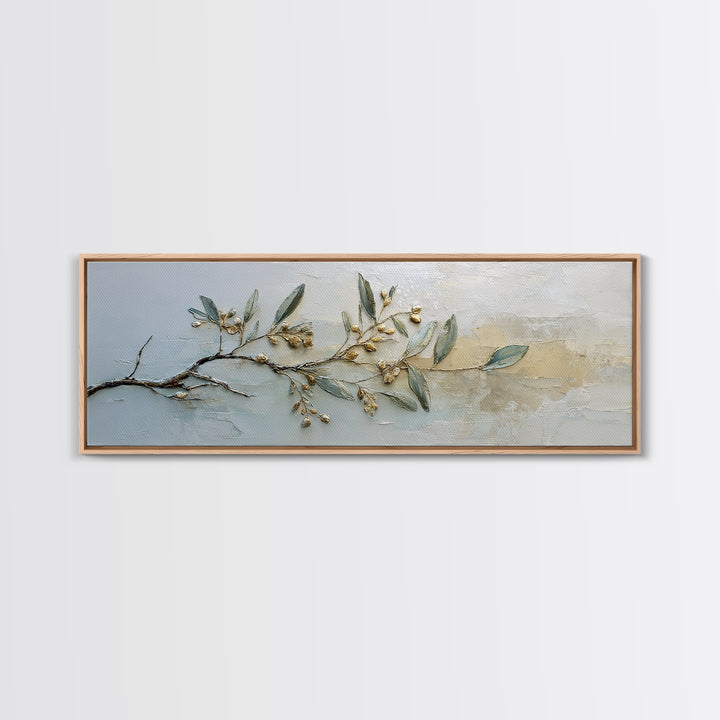 Sage Green Botanical Branch Study Framed Canvas Print, Yoga Studio Art, Bedroom Wall Art, Yoga Studio Decor, Fine Art, Balance, YSA-3x1-9