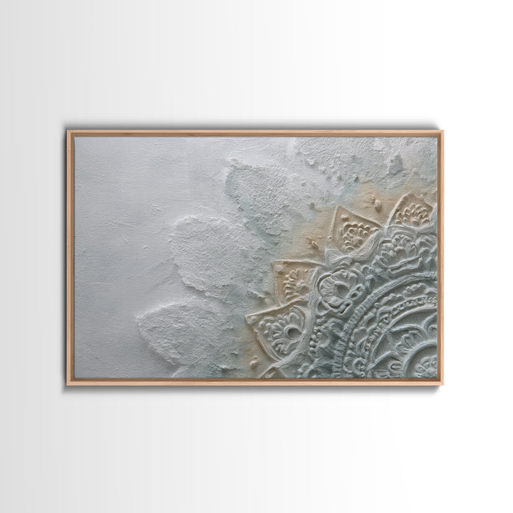 Mandala in Soft Earth Tones Canvas Print, Yoga Studio Art, Black and White Art, Yoga Studio Decor, Oil Painting, Balance, YSA-3x2-37