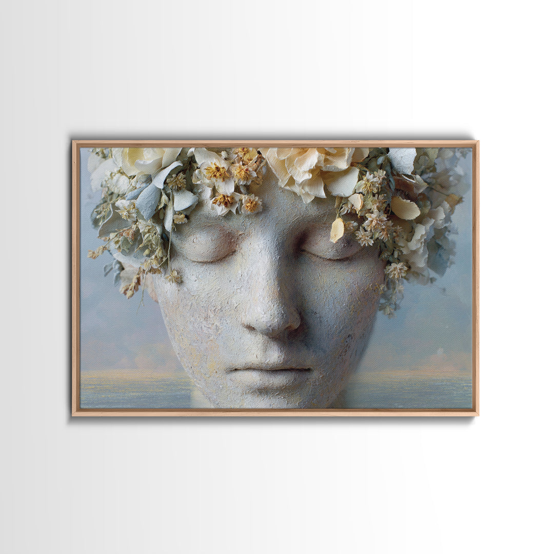 Closed Eye Face Framed Canvas Print, Yoga Studio Art, Boho Art, Yoga Studio Decor, Fine Art, Balance, Fine Art Print, YSA-3x2-41