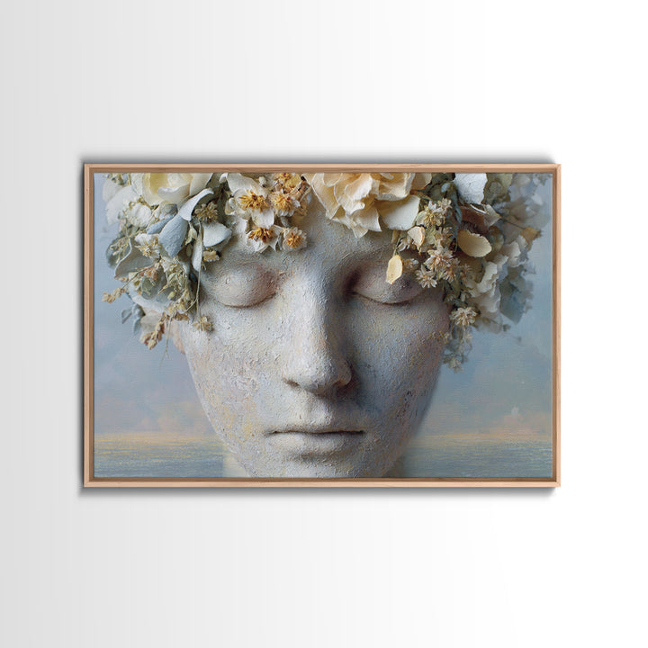 Closed Eye Face Framed Canvas Print, Yoga Studio Art, Boho Art, Yoga Studio Decor, Fine Art, Balance, Fine Art Print, YSA-3x2-41