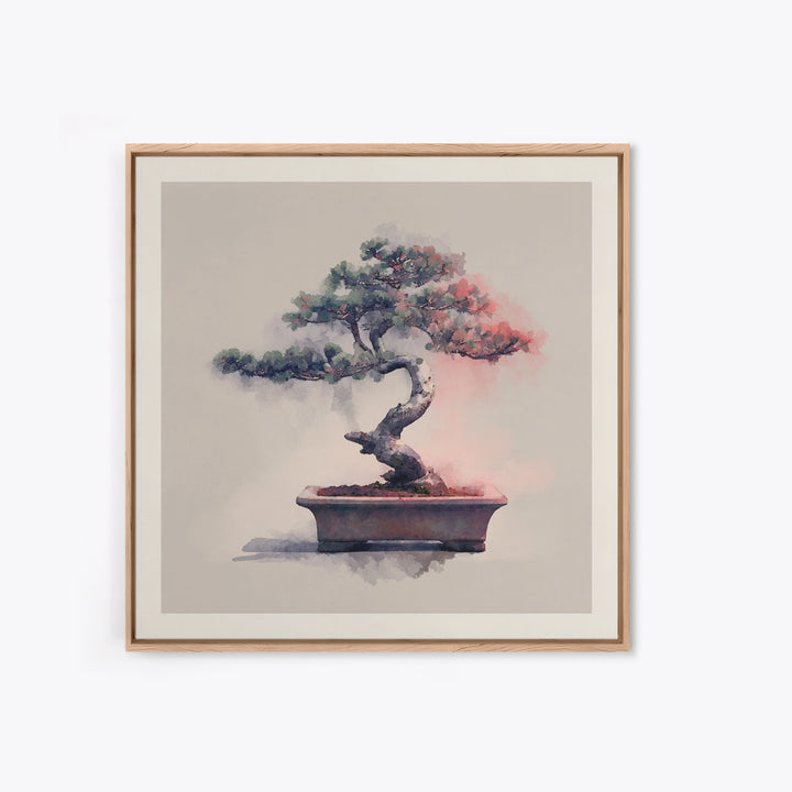 Bonsai Tree in Simple Ceramic Pot Framed Canvas Print, Zen Art, Wall Decor, Living Room Decor, Fine Art, Zen, Japanese Wall Art, ZEN-1x1-12