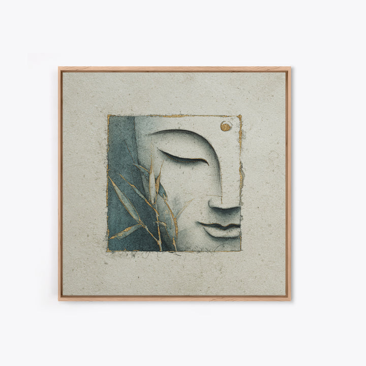 Calm Face with Closed Eyes and Simple Canvas Print, Zen Art, Japanese Decor, Living Room Decor, Fine Art, Zen, Luxury Decor, ZEN-1x1-22